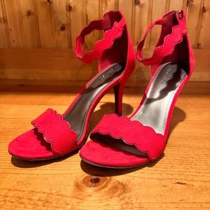 Worthington Red Ankle Strap Heels